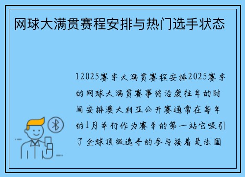 网球大满贯赛程安排与热门选手状态